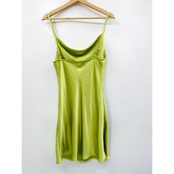 12th Tribe Size S Lime Green satin slip dress - Picture 4 of 5